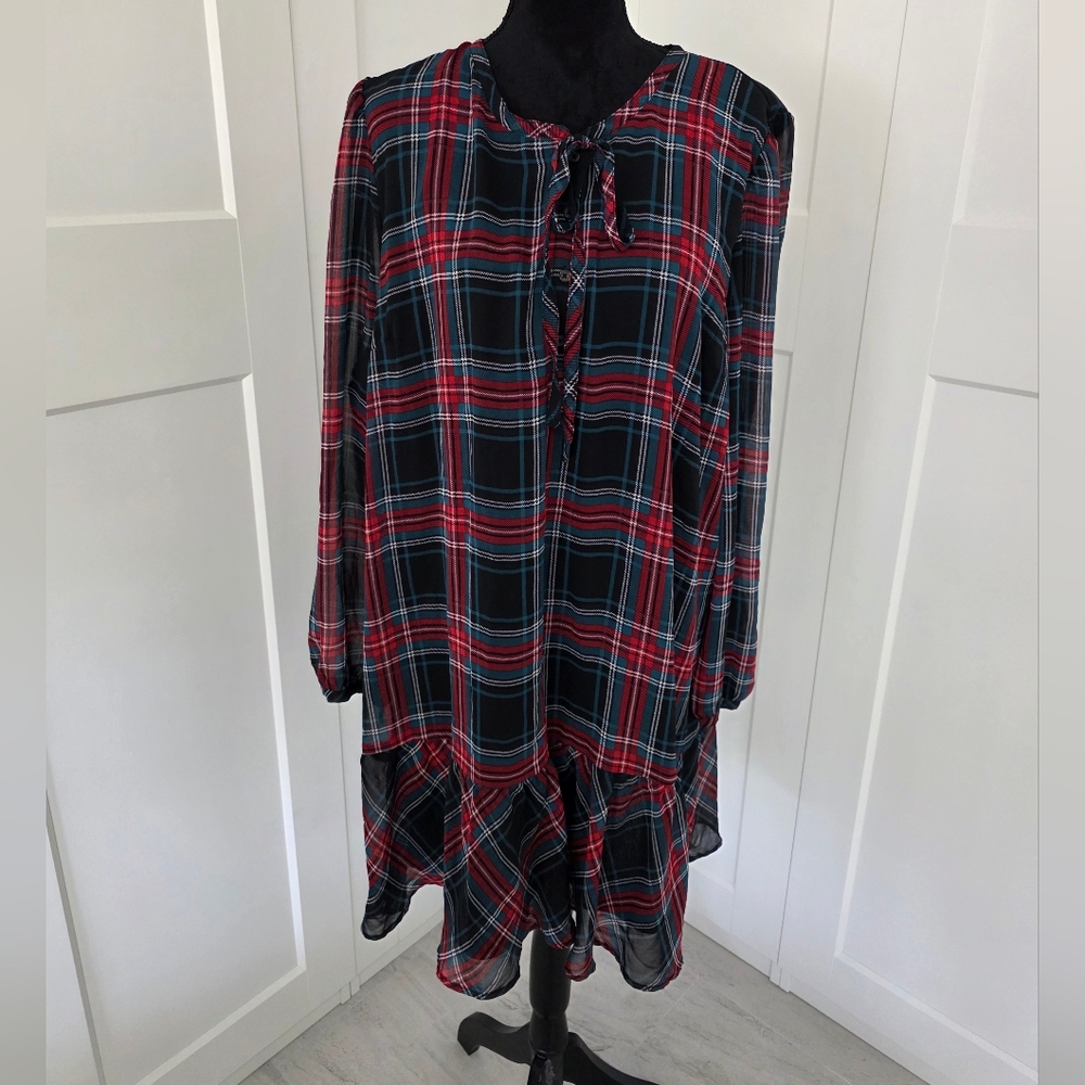 Draper James Black and Red Plaid Dress